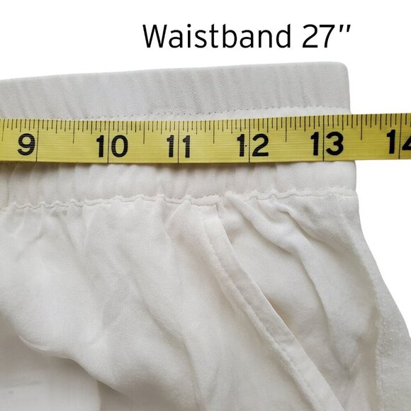 Charlie by Matthew Zink 100% Silk Drawstring Wide Leg Pants Cream Color Size S - Picture 10 of 16